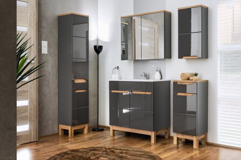 Bali Grafit Tall Cabinet - 35cm with Two Doors and Drawer