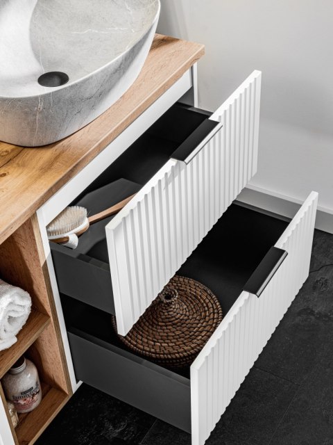 Adel White Vanity Cabinet - 60cm with Two Drawers