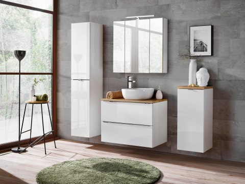 Capri White Vanity Cabinet - 80cm with Two Drawers