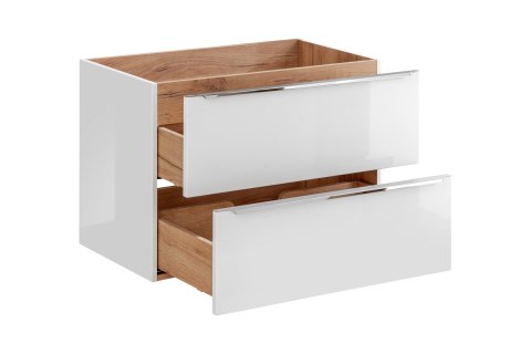 Capri White Vanity Cabinet - 80cm with Two Drawers
