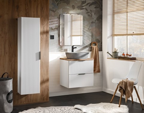Adel White Vanity Cabinet - 80cm with Two Drawers
