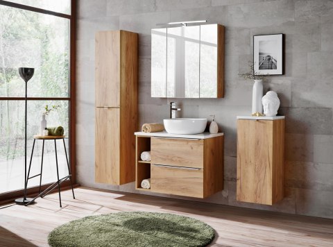 Capri Oak Mirror Cabinet - 80cm with Three Doors