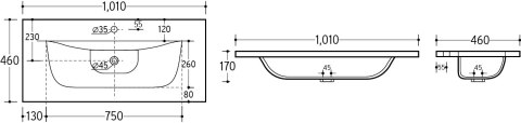Umywalka meblowa jednokomorowa 100cm Umywalka meblowa jednokomorowa 100cm