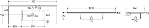 Umywalka meblowa jednokomorowa 120cm Umywalka meblowa jednokomorowa 120cm