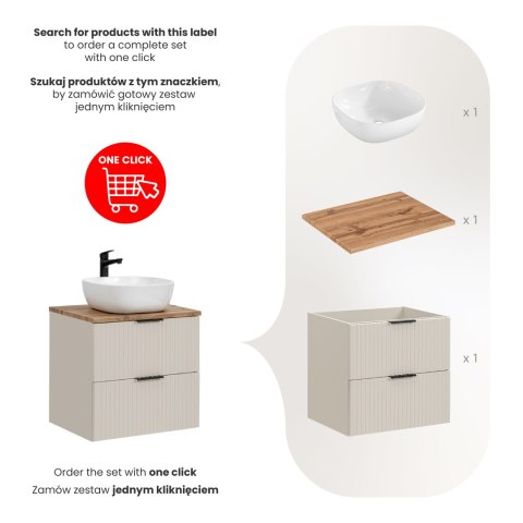 Adel Cashmere Vanity Set - 60cm with Countertop and Smile Countertop Basin Adel Cashmere Vanity Set - 60cm with Countertop and Smile Countertop Basin
