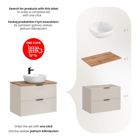 Adel Cashmere Vanity Set - 80cm with Countertop and Smile Countertop Basin Adel Cashmere Vanity Set - 80cm with Countertop and Smile Countertop Basin