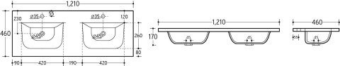 Umywalka meblowa dwukomorowa 120cm Umywalka meblowa dwukomorowa 120cm