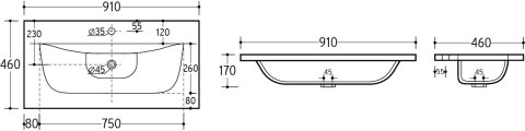 Umywalka meblowa jednokomorowa 90cm Umywalka meblowa jednokomorowa 90cm
