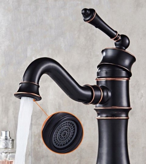 Basin Tap Vintage Black Brushed Short