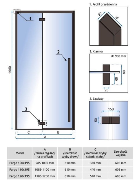 Shower Door Fargo Black 110 Shower Door Fargo Black 110