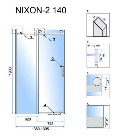 Shower Door Nixon-2 Chrome 120 Right
