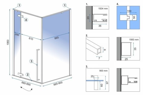 Shower Enclosure Fargo Black 90x90