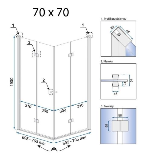 Shower Enclosure Fold N2 Chrome 80x80