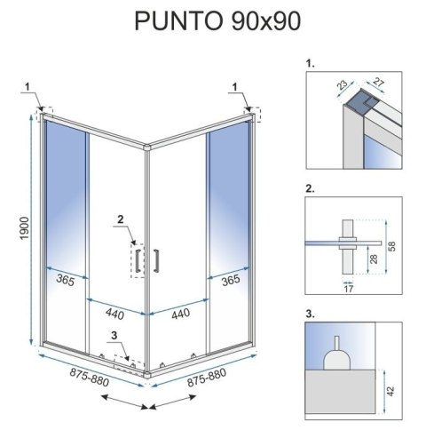 KABINA PUNTO CHROM 90x90