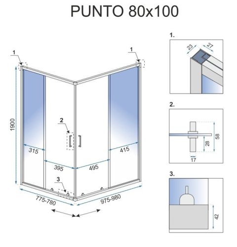 KABINA PUNTO CHROM 90x90