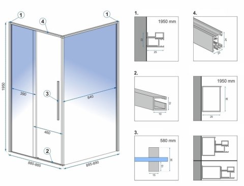 Shower Enclosure Solar Black 80x100