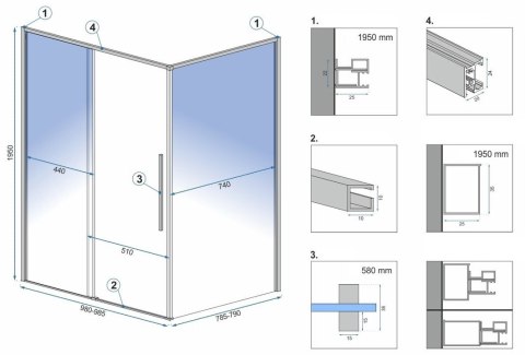 Shower Enclosure Solar Black 80x100