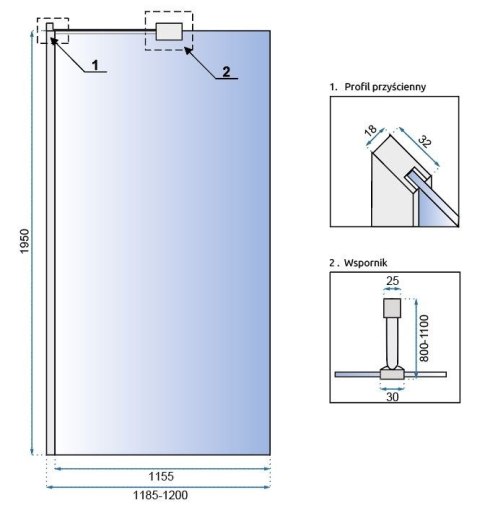 Shower Wall Aero Chrome "N" 120