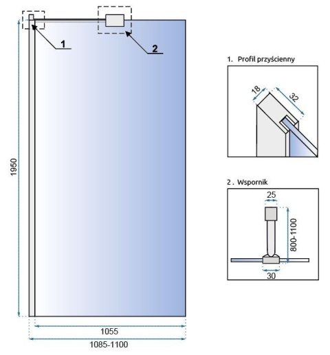 Shower Wall Aero Chrome "N" 120