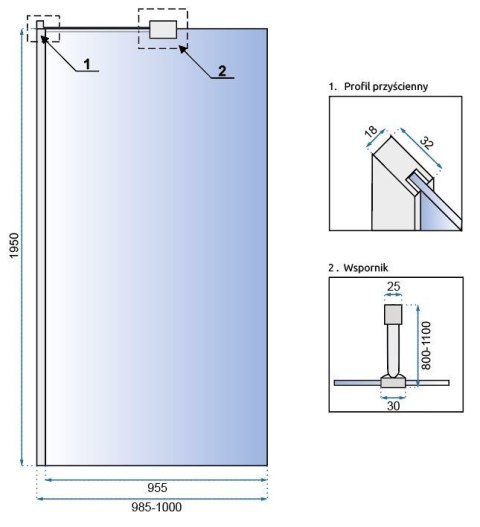 Shower Wall Aero Chrome "N" 120