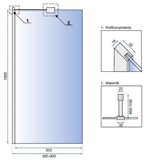Shower Wall Aero Chrome "N" 120