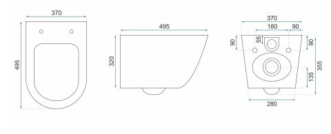 Rimless Wall-Hung Toilet Bowl Carlo Mini White Rimless Wall-Hung Toilet Bowl Carlo Mini White
