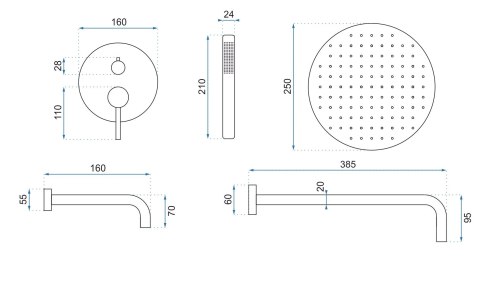Concealed Bath and Shower Set REA Lungo Black + BOX