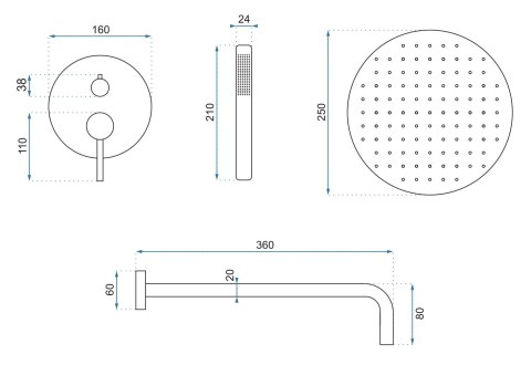 Concealed Shower Set REA LUNGO Gold + BOX