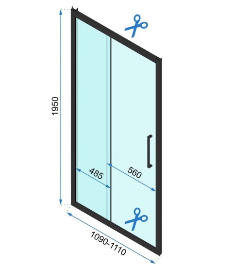 Shower Door Rapid Slide Black 100
