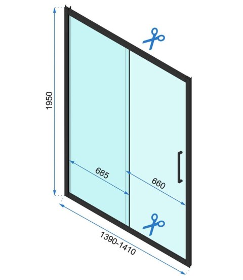 Shower Door Rapid Slide Black 140