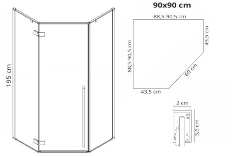 Shower Enclosure Diamond Black 100x100