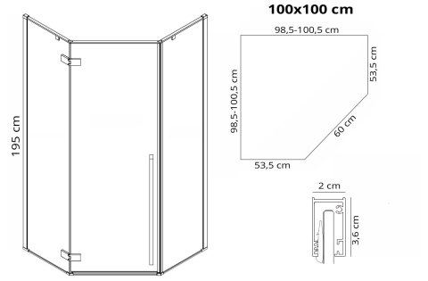 Shower Enclosure Diamond Black 100x100
