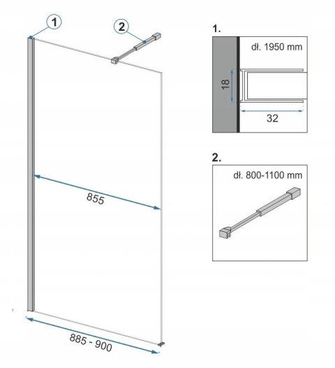 Shower Wall Aero Black 110