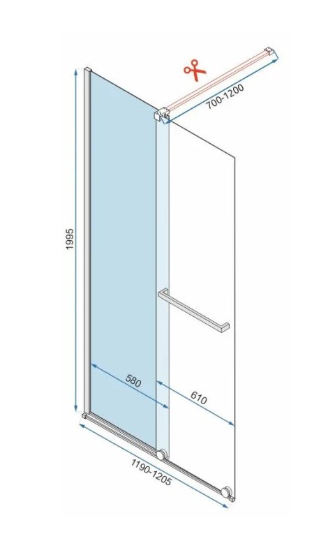 Shower Wall Cortis Black 120