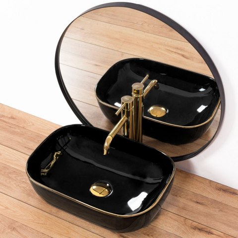 Countertop Basin Rea Belinda Black/Gold Edge Countertop Basin Rea Belinda Black/Gold Edge