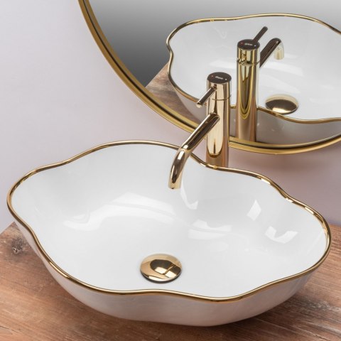 Countertop Basin Rea Pearl Gold Edge Countertop Basin Rea Pearl Gold Edge
