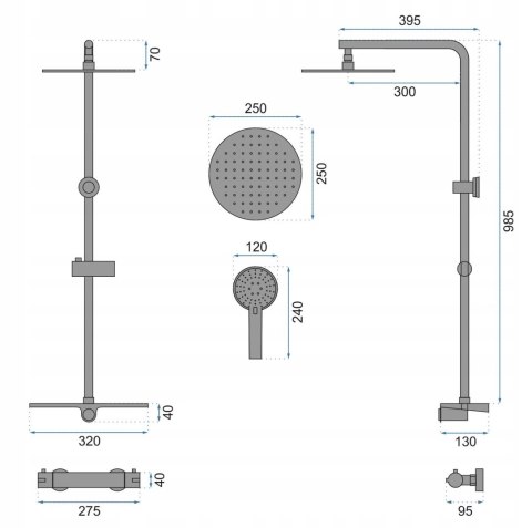 Thermostatic Shower Set REA MIKE Black