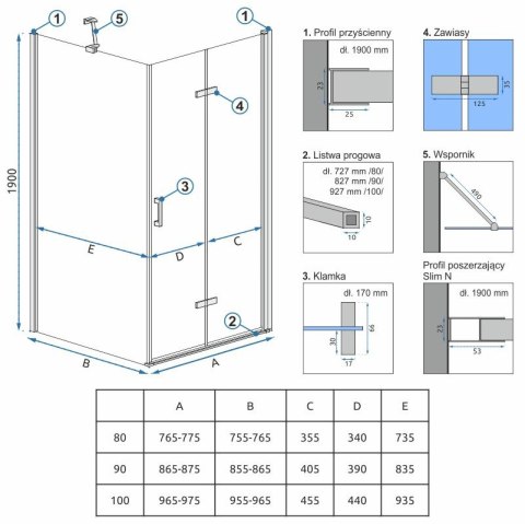 Shower Wall Molier Chrome 90 Shower Wall Molier Chrome 90
