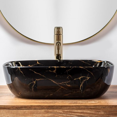 Countertop Basin Rea Belinda Black Marble Shiny