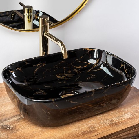 Countertop Basin Rea Belinda Black Marble Shiny