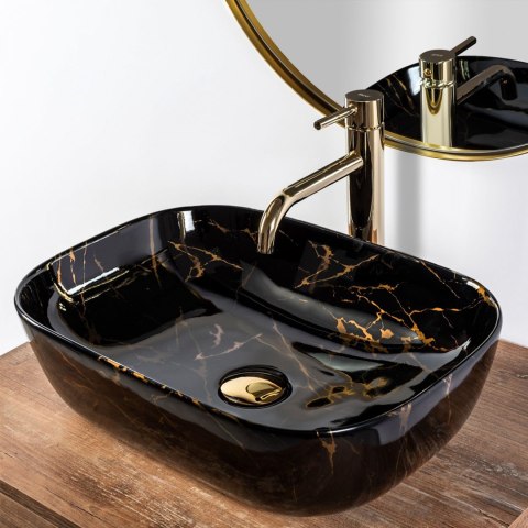 Countertop Basin Rea Belinda Black Marble Shiny