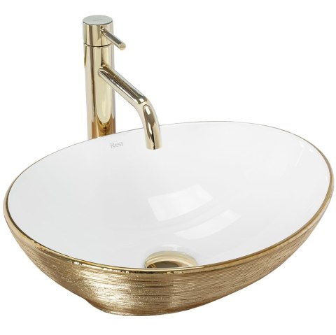 Countertop Basin Rea Sofia Brush Gold/White Countertop Basin Rea Sofia Brush Gold/White