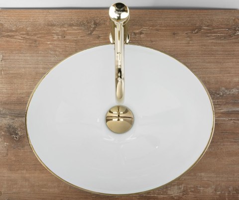 Countertop Basin Rea Sofia Brush Gold/White Countertop Basin Rea Sofia Brush Gold/White