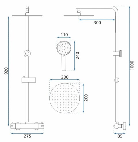 Thermostatic Shower Set REA BLISS Black