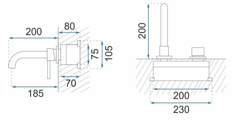 Basin Wall-Mounted Tap Lungo Long Black + BOX Basin Wall-Mounted Tap Lungo Long Black + BOX