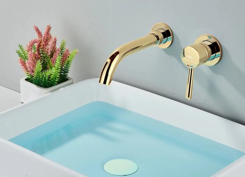 Basin Wall-Mounted Tap Lungo Long Gold + BOX Basin Wall-Mounted Tap Lungo Long Gold + BOX