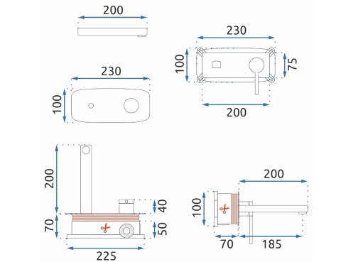 Basin Wall-Mounted Tap Oval Gold + BOX