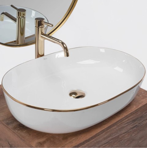Countertop Basin Rea Cleo 61 Gold Edge