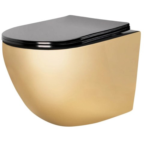 Rimless Wall-Hung Toilet Bowl Carlo Mini Black Gold Rimless Wall-Hung Toilet Bowl Carlo Mini Black Gold