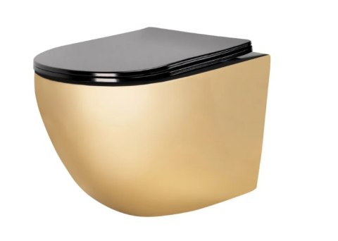 Rimless Wall-Hung Toilet Bowl Carlo Mini Black Gold Rimless Wall-Hung Toilet Bowl Carlo Mini Black Gold